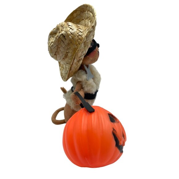 Annalee Halloween Sheriff Cowboy Mouse Plush With Straw Hat & Pumpkin - Picture 8 of 15